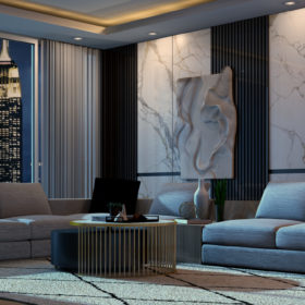Living room 3d rendering palette cad
