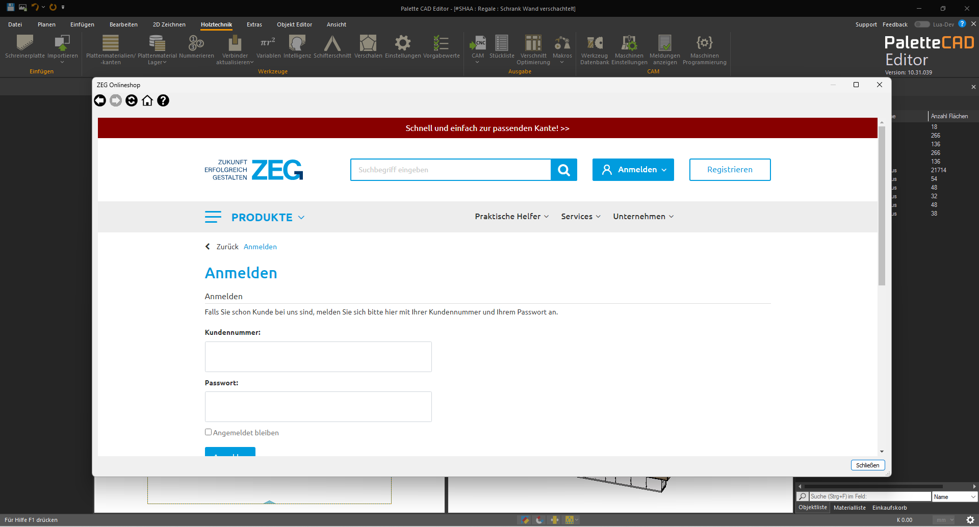 Bestelle in Online-Shops der Hersteller ohne Palette CAD zu verlassen.